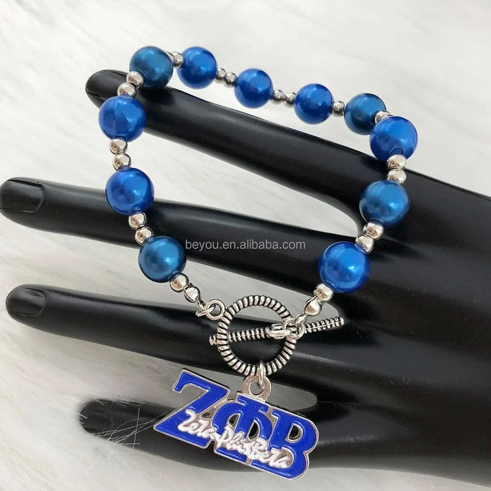 classic / ZPB Custom OT Buckle Chain Factory Handmade ZPB Enamel Pendant Blue Pearl Necklace Clasp Chain Women Fashion Jewelry