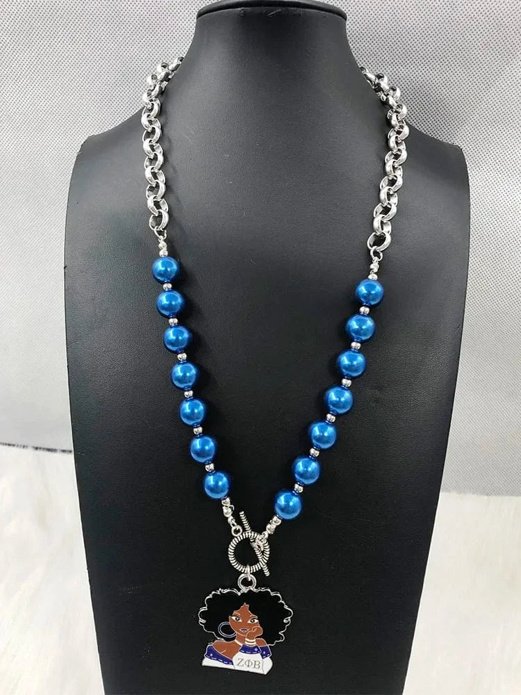 classic / ZPB Custom OT Buckle Chain Factory Handmade ZPB Enamel Pendant Blue Pearl Necklace Clasp Chain Women Fashion Jewelry