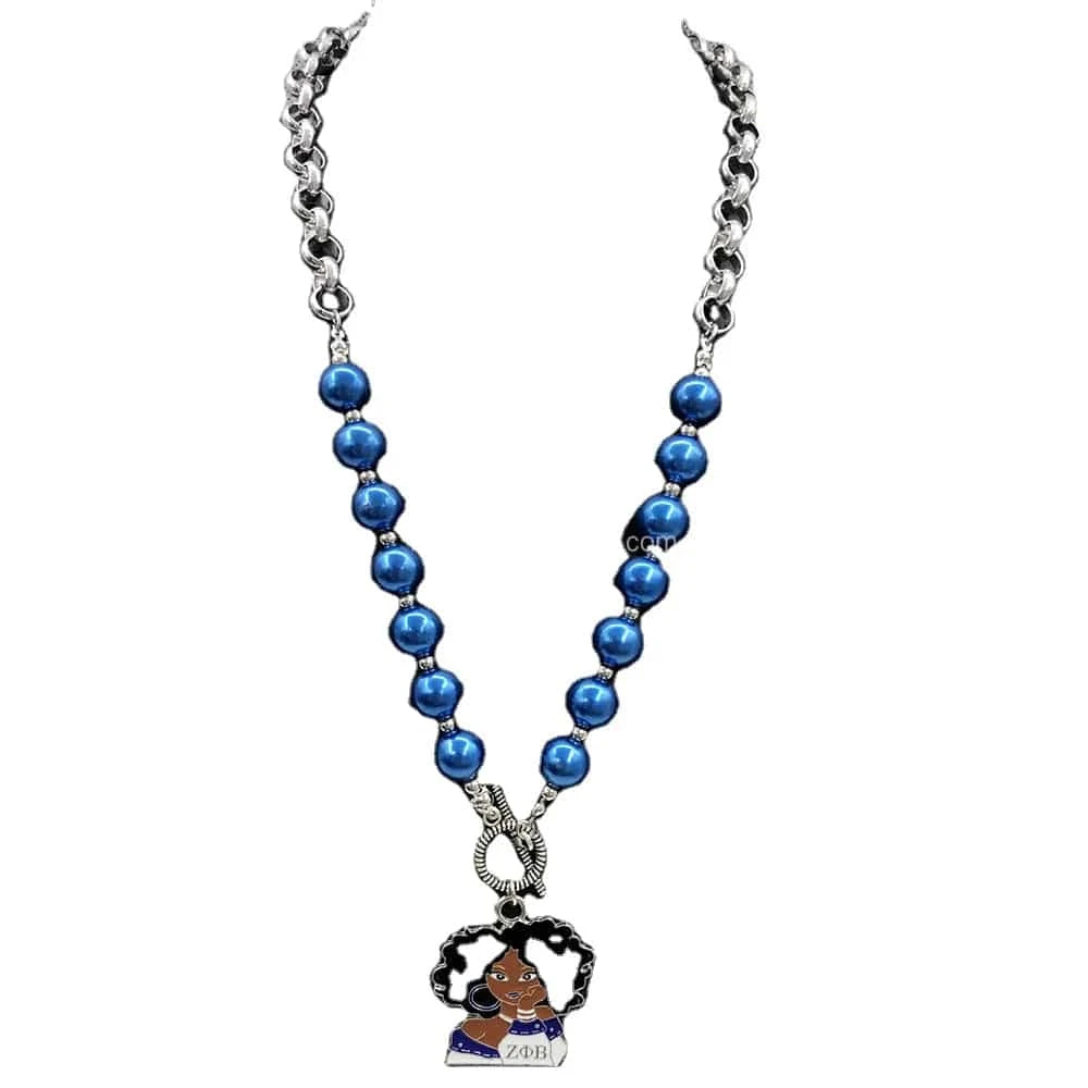 classic / ZPB Custom OT Buckle Chain Factory Handmade ZPB Enamel Pendant Blue Pearl Necklace Clasp Chain Women Fashion Jewelry