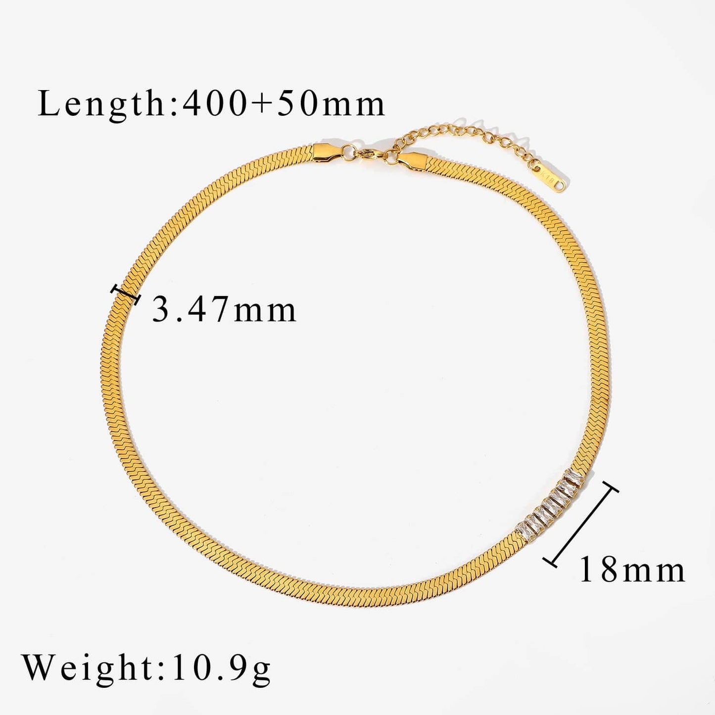Clear IVIAPRO  Jewelry New Arrival Non Tarnish Stainless Steel Snake Chain Zircon Choker Necklace