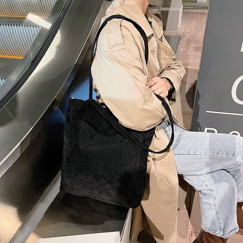 Cloth Fabric Handbag Solid Casual Tote Ladies Eco Shopping Bags korean canvas tote bag corduroy