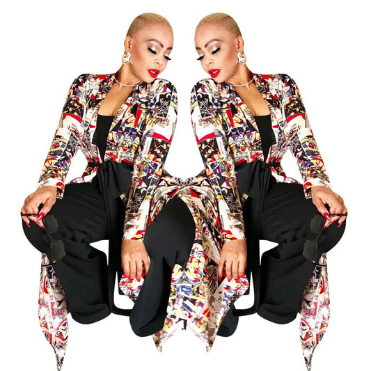 Clothing Factory Wholesale Autumn Print Long Blouse Shirt Women African Sexy Boho Designer Top with Pockets