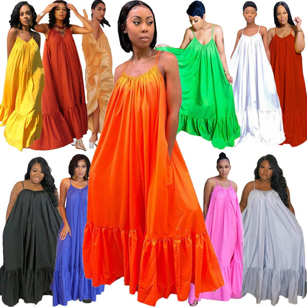 Clothing Vendors Fashioning Summer Sleeveless  Color Non-sliping Dress Plus Size Dress Skirts