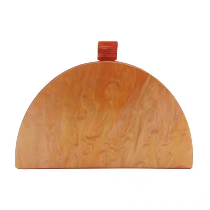 Clutch Purses Women Semicircle Evening Bag Crossbody Bag Elegant Acrylic Handbags for Wedding Cocktail Party