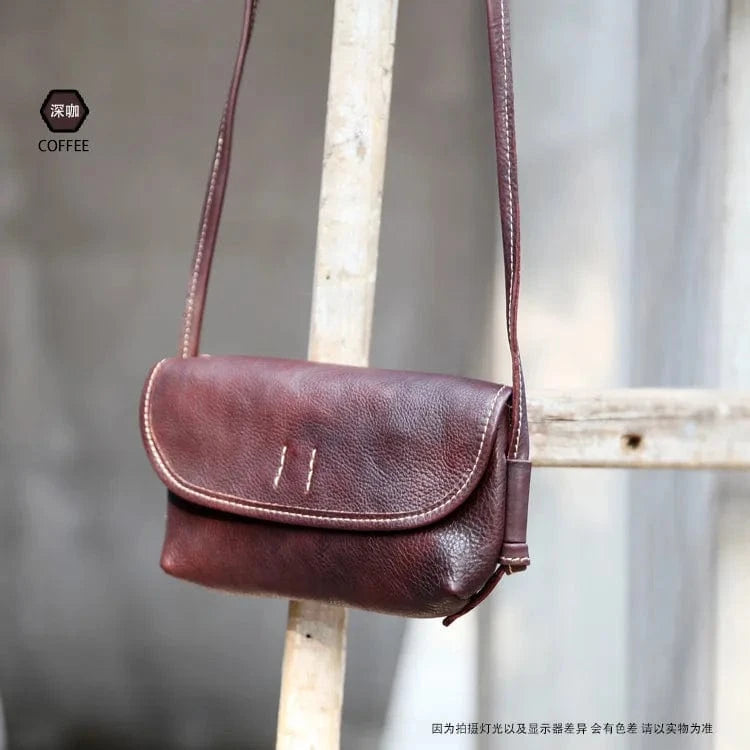 coffee Hot Sale New Design   Custom Vintage Messenger Bag Genuine Leather Rectangular Messenger Bag For Women