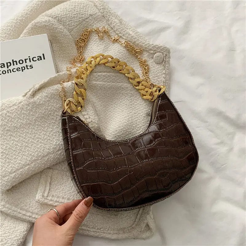coffee M453 Brand Designer Crocodile Pattern Women's Crossbody Bag Fashion Chain Messenger Bag Small Hobos Lady Shoulder Bag