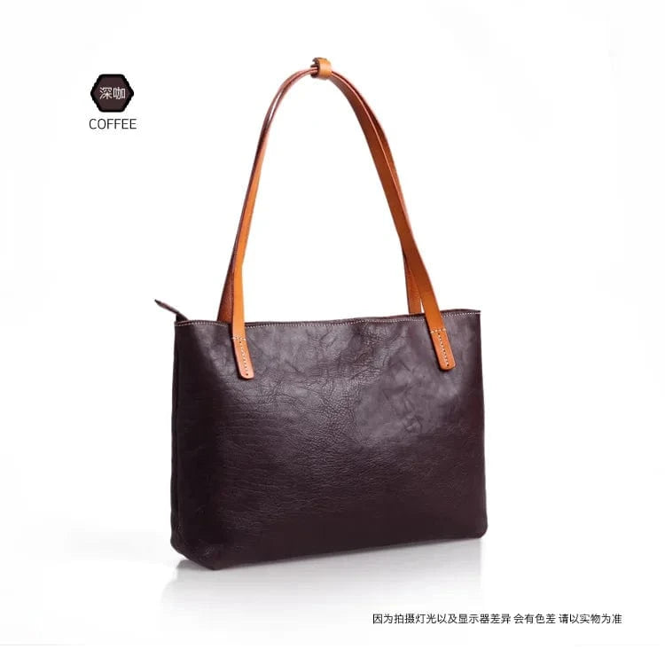coffee New Arrivals Custom Vintage Tote Bags High Quality Genuine Leather Women's Tote Bag