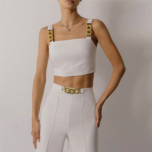 Coldker Autumn Elegant Concise Two Piece Set Women Sleeveless Tanks Vest+Formal Pants Matching Outfit Female Casual Inside Suit