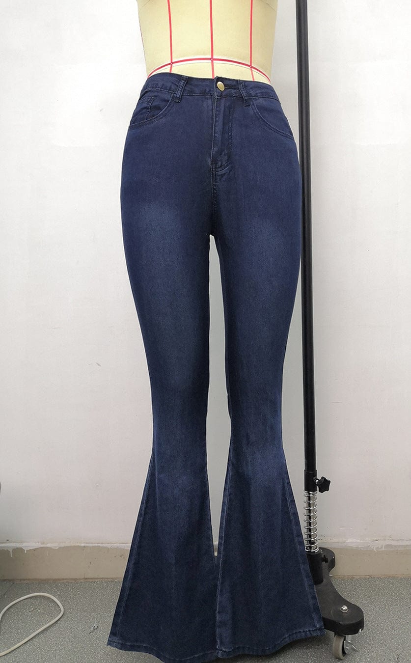 Coldker Flared Jeans Girls Skinny Pants Female Clothes Spring Summer Mid Waist Casual Streetwear Women Washed Denim Trousers