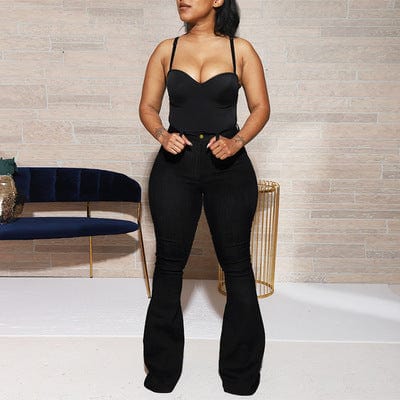 Coldker Flared Jeans Girls Skinny Pants Female Clothes Spring Summer Mid Waist Casual Streetwear Women Washed Denim Trousers