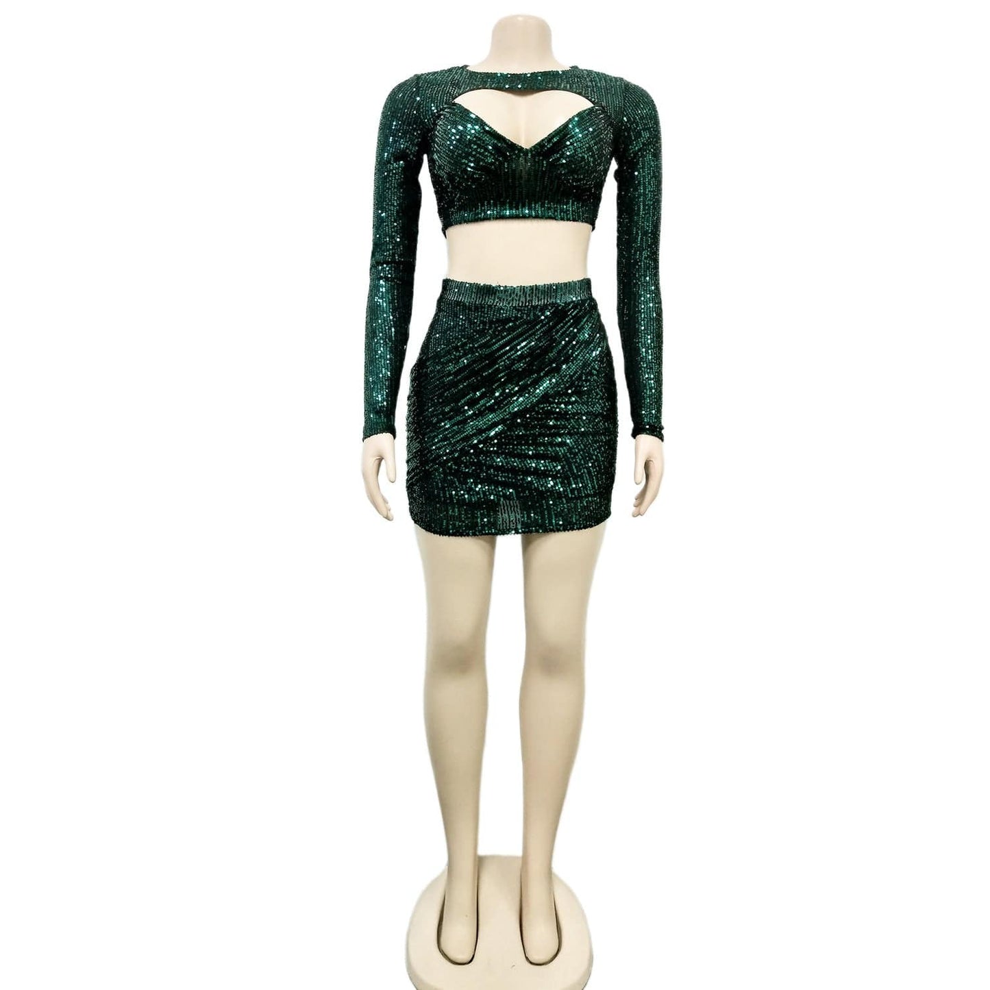 Coldker Glitter Sexy Sequin Dress Women Party Night Club Bodycon Dress Long Sleeve Birthday Outfits for Women Elegant Christmas