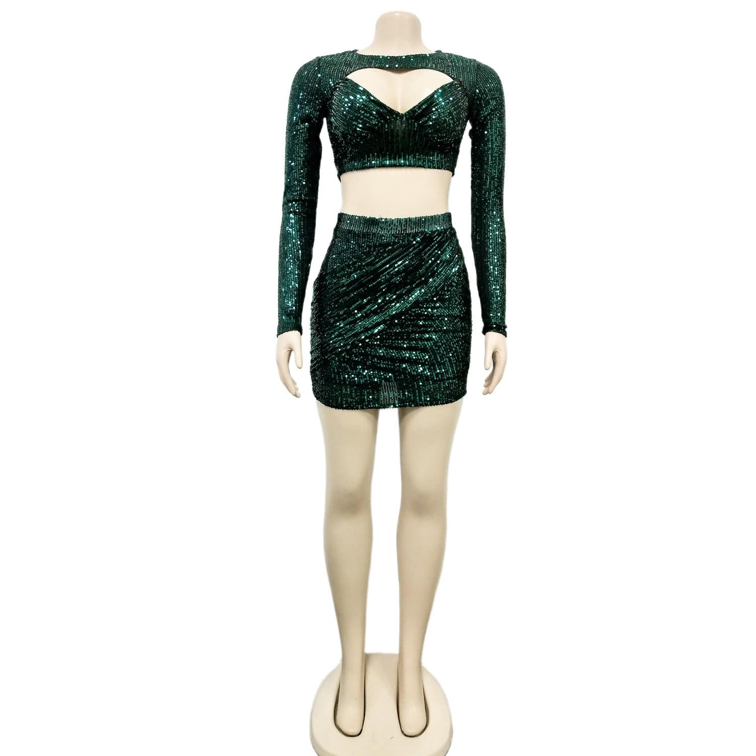 Coldker Glitter Sexy Sequin Dress Women Party Night Club Bodycon Dress Long Sleeve Birthday Outfits for Women Elegant Christmas