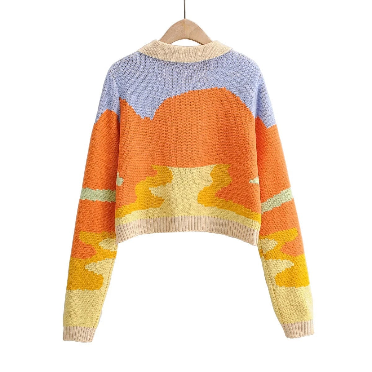 Coldker Letter Embroidery Harajuku Knitted Single Breasted Cropped Cardigan Women Autumn Long Sleeve Turn Down Collar Sweater Co