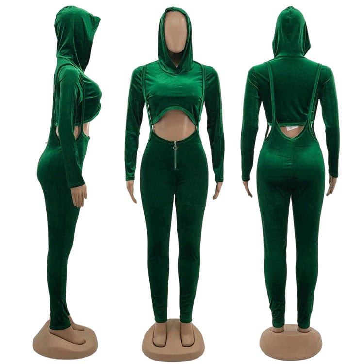 Coldker Winter Velvet Two 2 Piece Set Sweatsuits Tracksuit For Women Outfits Long Sleeve Crop Top Pants Suits Matching Sets