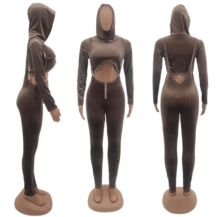 Coldker Winter Velvet Two 2 Piece Set Sweatsuits Tracksuit For Women Outfits Long Sleeve Crop Top Pants Suits Matching Sets