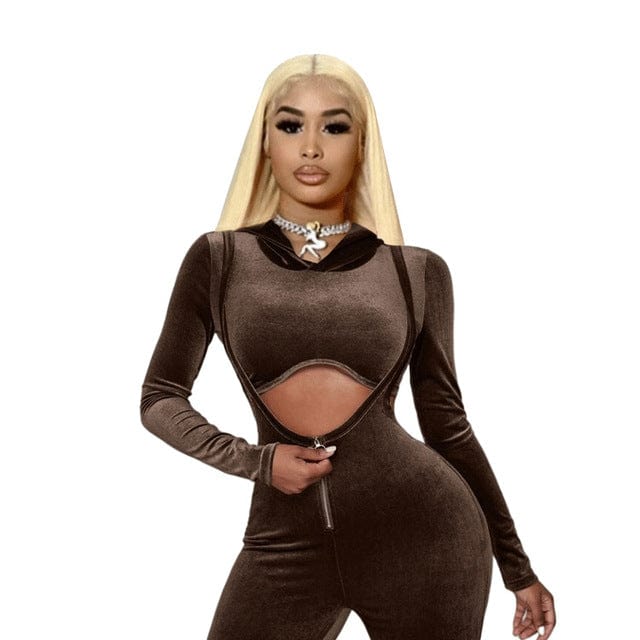 Coldker Winter Velvet Two 2 Piece Set Sweatsuits Tracksuit For Women Outfits Long Sleeve Crop Top Pants Suits Matching Sets