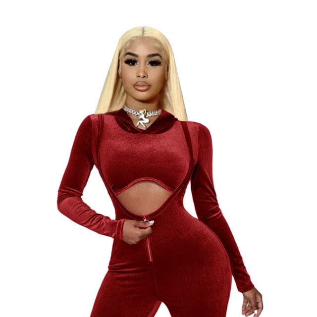 Coldker Winter Velvet Two 2 Piece Set Sweatsuits Tracksuit For Women Outfits Long Sleeve Crop Top Pants Suits Matching Sets