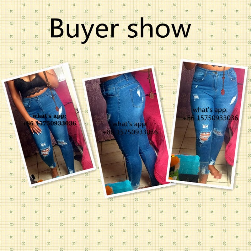 Coldker Women Distressed Skinny High Waist Denim Pants Shredded Jeans Trousers Casual Jeggings Ladies Spring Autumn Wear