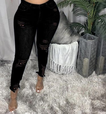 Coldker Women Distressed Skinny High Waist Denim Pants Shredded Jeans Trousers Casual Jeggings Ladies Spring Autumn Wear