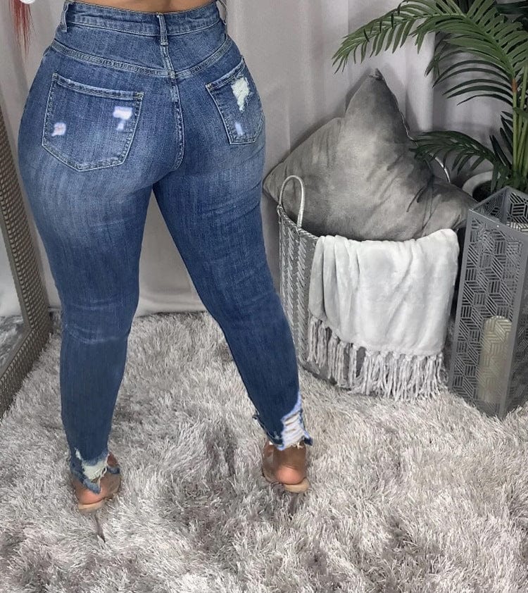 Coldker Women Distressed Skinny High Waist Denim Pants Shredded Jeans Trousers Casual Jeggings Ladies Spring Autumn Wear