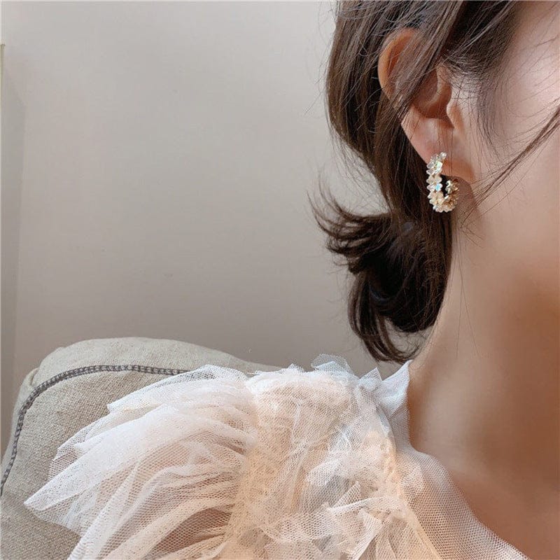 Color 1 LWI60179 Boucles D'oreilles New Elegant Cute Shell Hoop Earrings Geometric Hollow Circle Flower Earring Boucle D'oreille Gifts