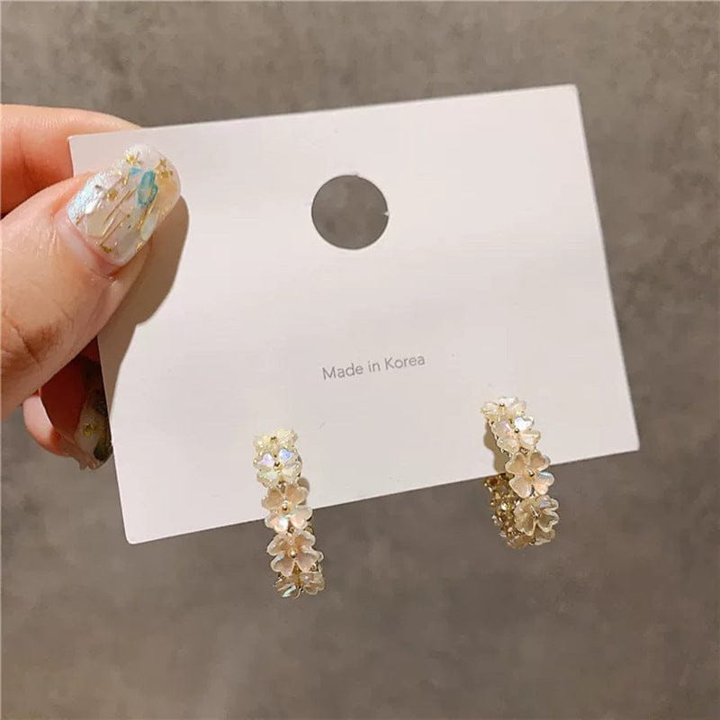 Color 1 LWI60179 Boucles D'oreilles New Elegant Cute Shell Hoop Earrings Geometric Hollow Circle Flower Earring Boucle D'oreille Gifts