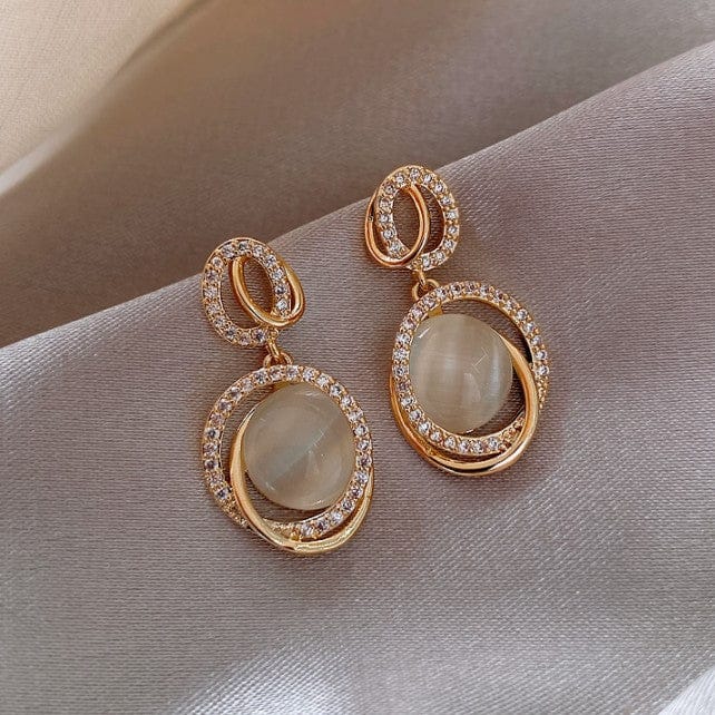 Color 1 LWI60247 Ojos Malvados Anillo Newest Temperament S925 Post Crystal Cross Circle Gold Plated Rhinestone Round Opal Earring