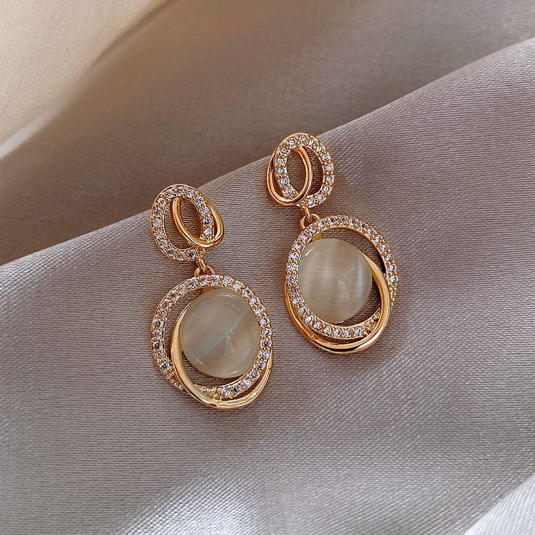Color 1 LWI60247 Ojos Malvados Anillo Newest Temperament S925 Post Crystal Cross Circle Gold Plated Rhinestone Round Opal Earring