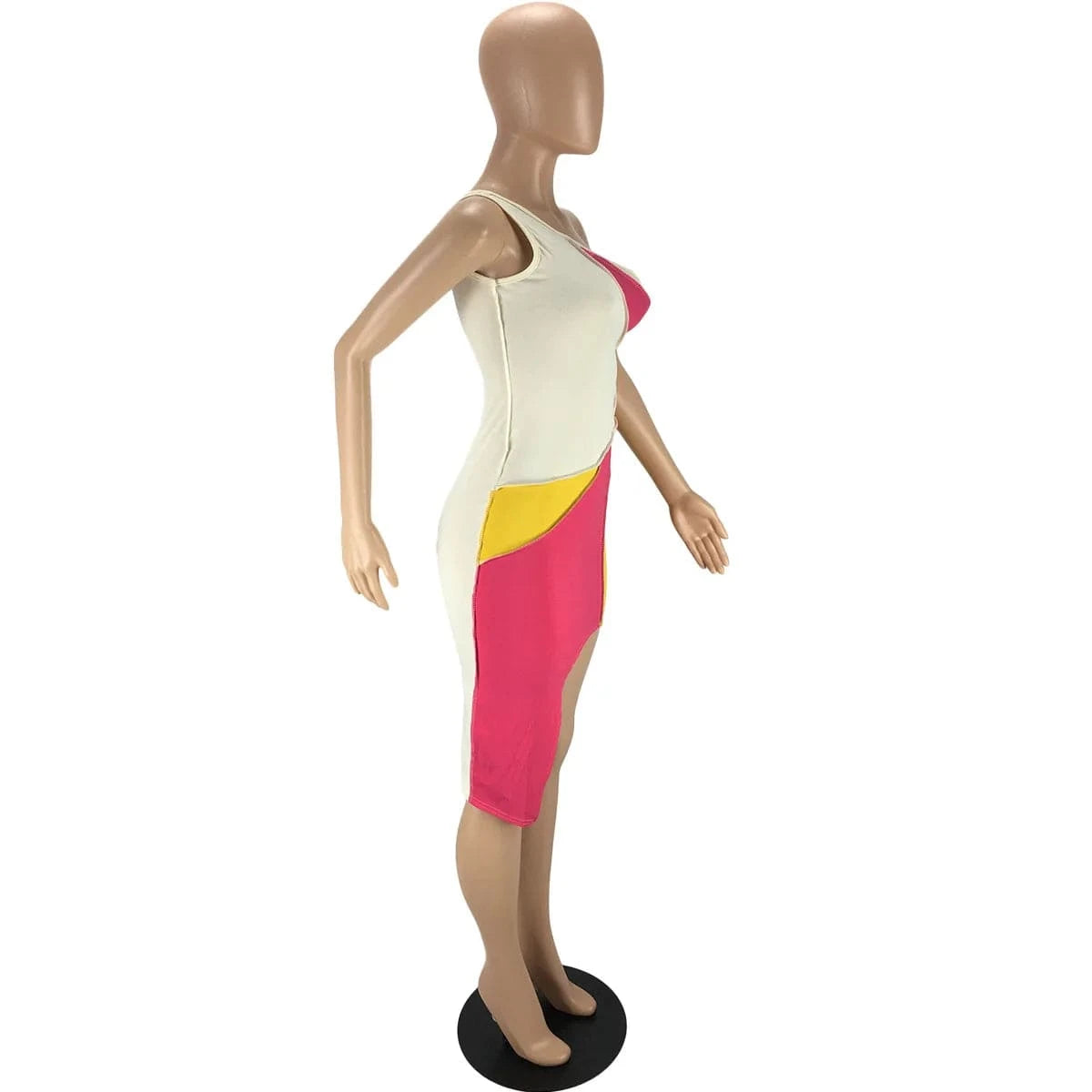 Color Patchwork One Shoulder Ladies Short Dress Irregular Club African Sexy Nightclub Sleeveless Summer Casual Dresses Women