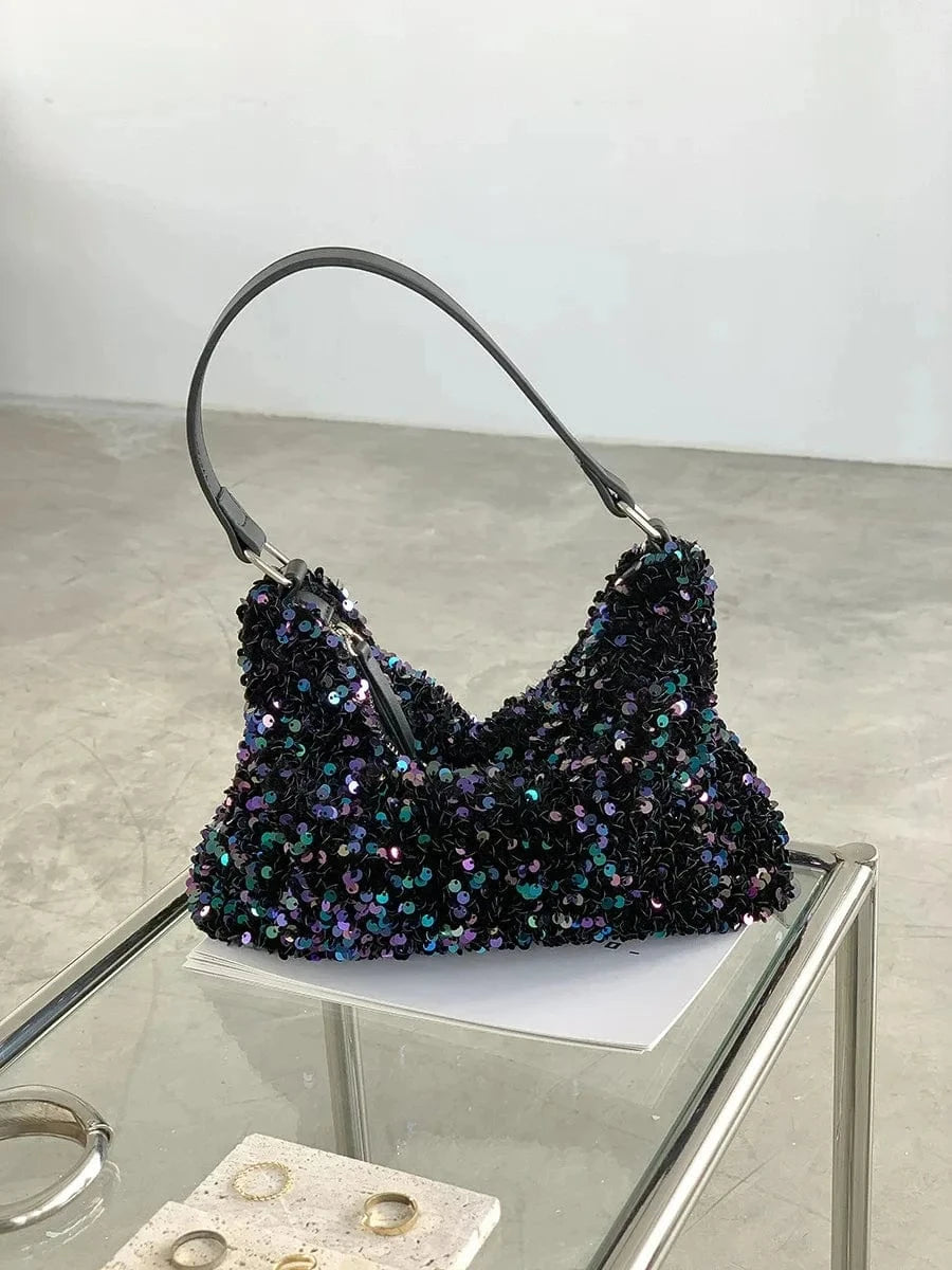 Colorful Blue Designer Sequin Purses and Handbags Trend Shoulder Bag Hobos Underarm Bags for Women 2024