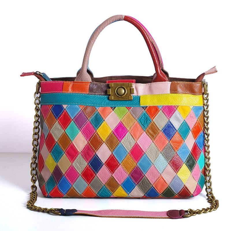 colors Manufacturers new spot colorful calf fashion large measurement leather bag chain handmade shoulder bag women