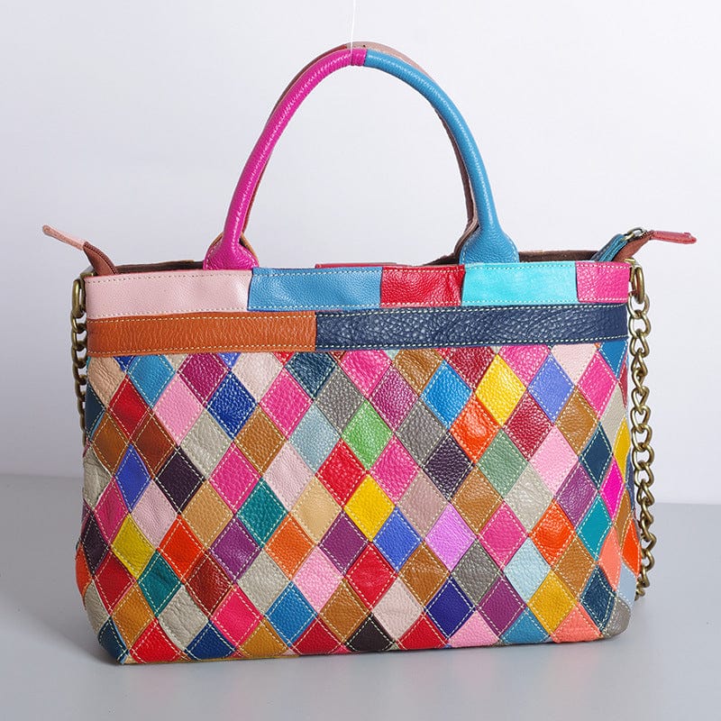 colors Manufacturers new spot colorful calf fashion large measurement leather bag chain handmade shoulder bag women