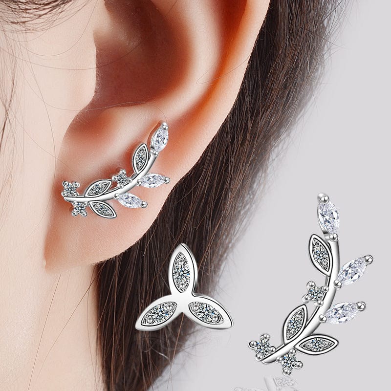 Copper White gold plated New Vintage Leaves Earrings for Women Beautiful Tree Leave Earrings or Like Feather Earrings Ear Clip