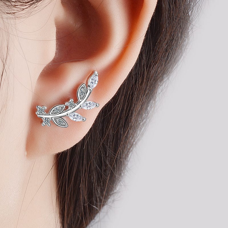 Copper White gold plated New Vintage Leaves Earrings for Women Beautiful Tree Leave Earrings or Like Feather Earrings Ear Clip