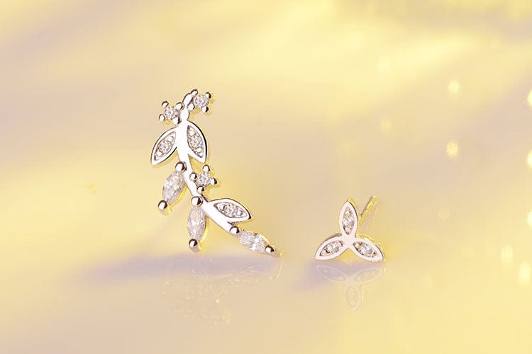Copper White gold plated New Vintage Leaves Earrings for Women Beautiful Tree Leave Earrings or Like Feather Earrings Ear Clip