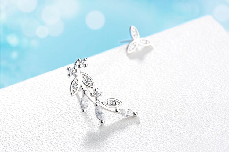 Copper White gold plated New Vintage Leaves Earrings for Women Beautiful Tree Leave Earrings or Like Feather Earrings Ear Clip