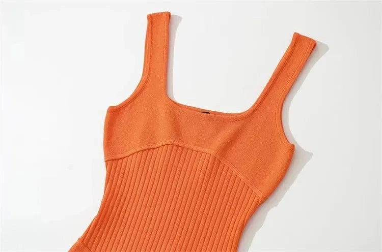 Corset Design Fashion Cotton Ribbed Waist Brown Fitness Tight Feel Sleeveless Square Neck Underwear Women Bodysuit