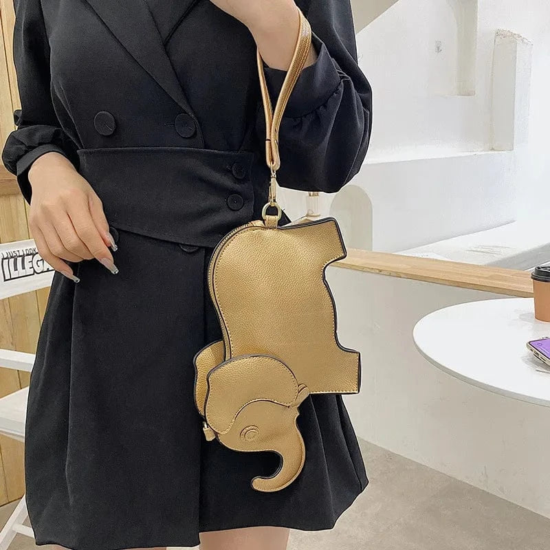 Creative Fun Elephant Shape Bag Female New Cute Cartoon Shoulder Portable Handbag Personality Female Bag Geek Coin Purses