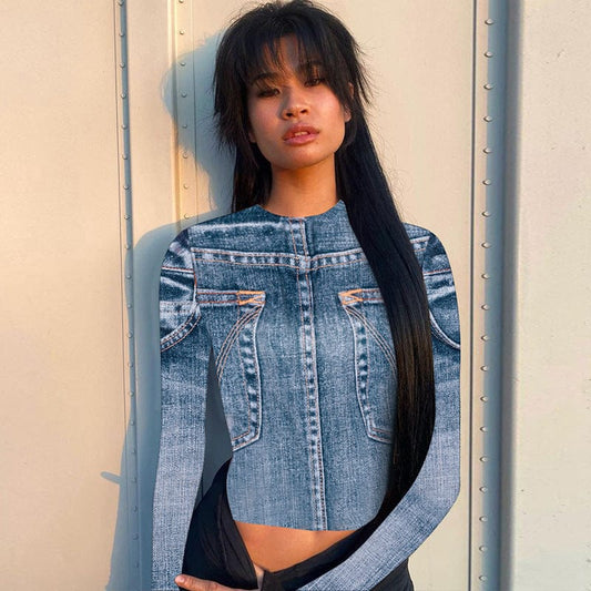 crop 10657 O Neck Long Sleeve High Waist Tie Dye Print Tube Crop Top T Shirt 2022 New Fashion Wholesale American Clothing Casual