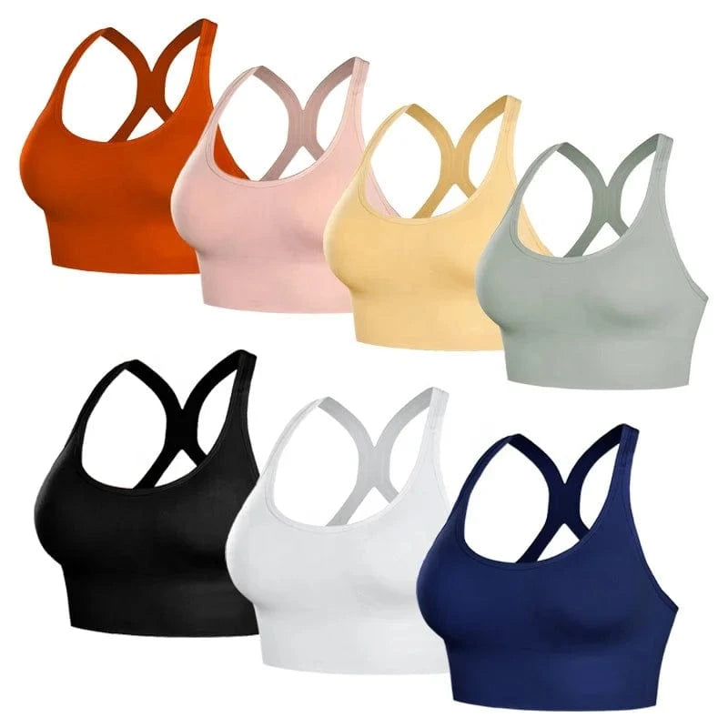 Cross Beauty Back Shoulder Straps Seamless Wirefree Sujetador Deportivo Fit Backless Sports Bras Gym Fitness Yoga Bra For Womens