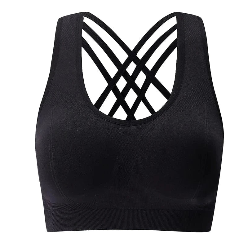 Cross Beauty Back Shoulder Straps Sujetador Deportivo Seamless Wireless Fitness Gym Yoga Bra High Impact Sports Bra For Womens