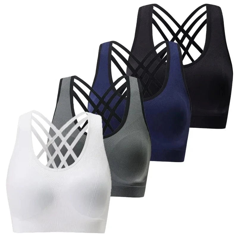 Cross Beauty Back Shoulder Straps Sujetador Deportivo Seamless Wireless Fitness Gym Yoga Bra High Impact Sports Bra For Womens