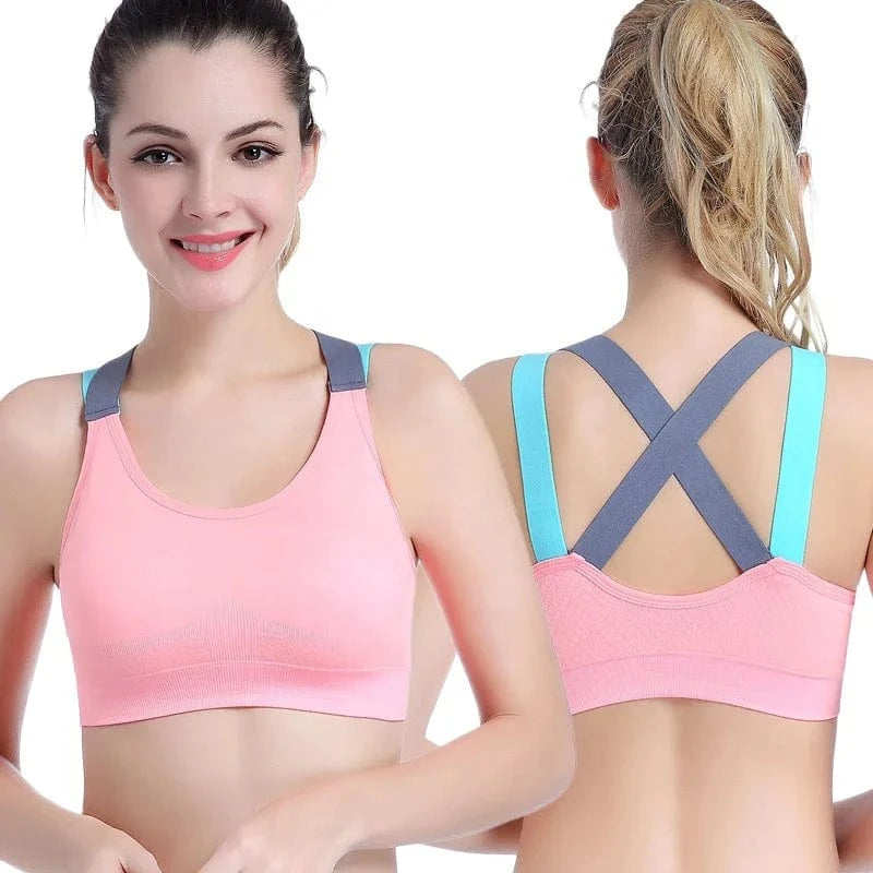 Cross Double Shoulder Straps Seamless Wireless Sujetador Deportivo Running Fitness Yoga Bra High Impact Sports Bras For Womens