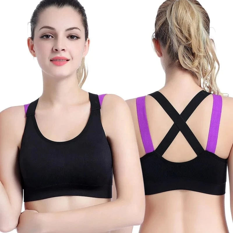 Cross Double Shoulder Straps Seamless Wireless Sujetador Deportivo Running Fitness Yoga Bra High Impact Sports Bras For Womens