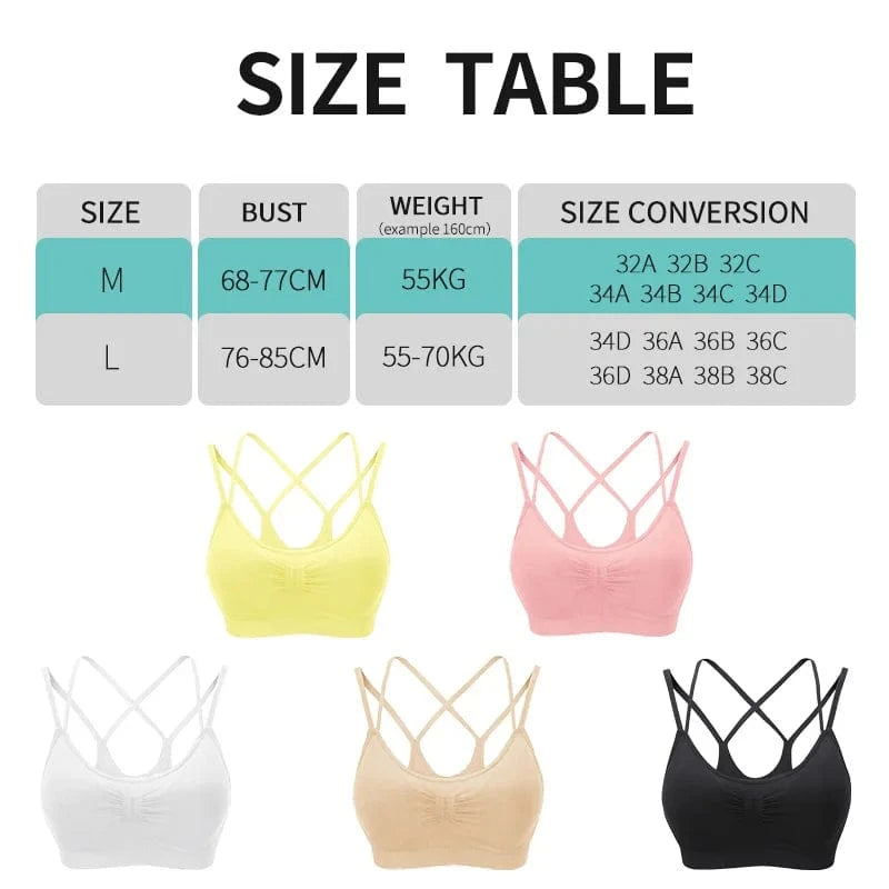 Cross Double Shoulder Straps Sujetador Deportivo Seamless Wireless Sports Bras Crop Top Running Workout Yoga Bra For Womens