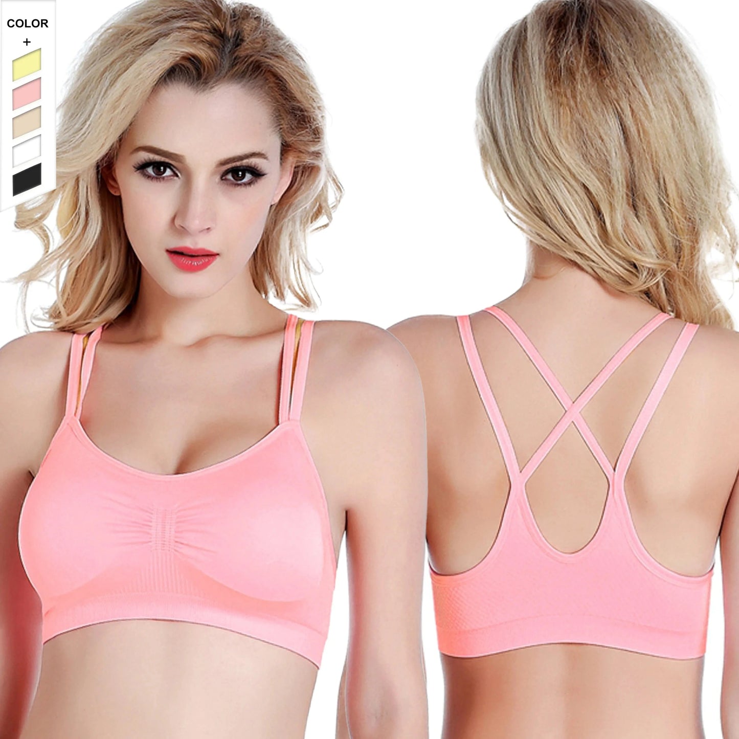 Cross Double Shoulder Straps Sujetador Deportivo Seamless Wireless Sports Bras Crop Top Running Workout Yoga Bra For Womens