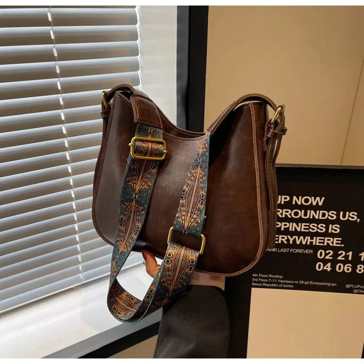 Crossbody Bags for Women Stylish Wide Strap Shoulder Bag PU Leather Daily Use Purses and Handbags with Zipper