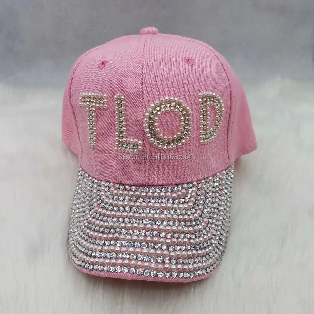crown new fashion sisterhood leisure style TLOD custom crown inlaid pink rhinestone pearl cowboy hat