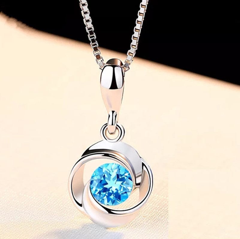 crystal piano pendant / Blue Love Heart Pendant Necklace with Birthstone Crystals for 12 Months, Jewelry Gifts for Women Silver Filled