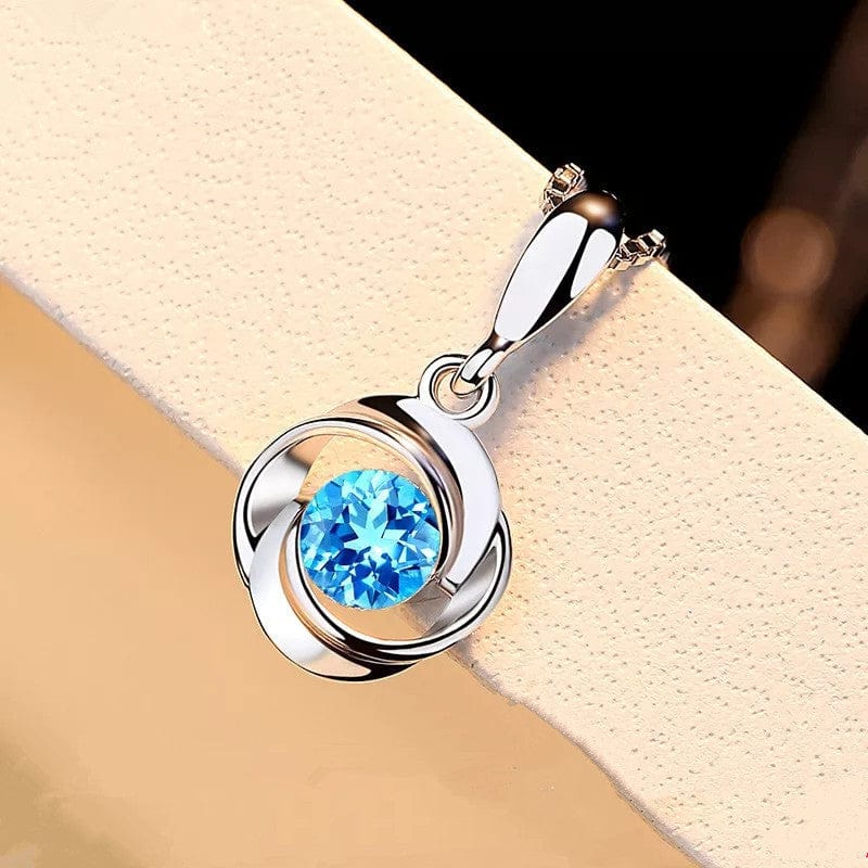 crystal piano pendant / Blue Love Heart Pendant Necklace with Birthstone Crystals for 12 Months, Jewelry Gifts for Women Silver Filled